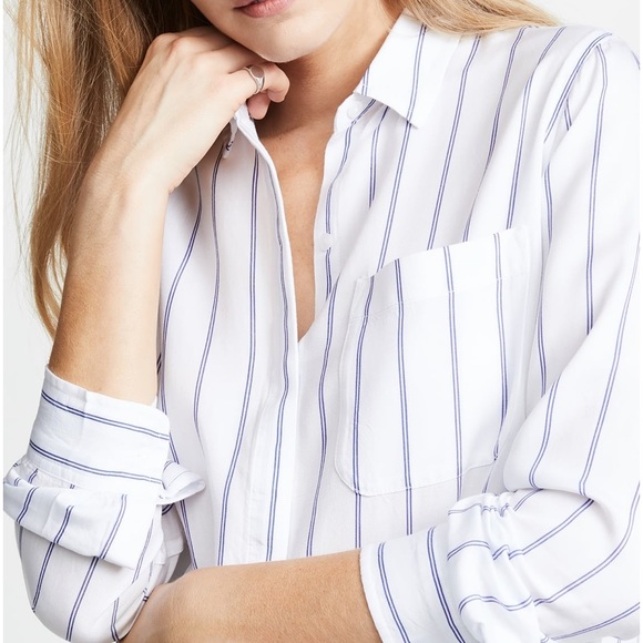 Rails: Hayden Button Down Shirt (White&Blue) - Picture 3 of 14